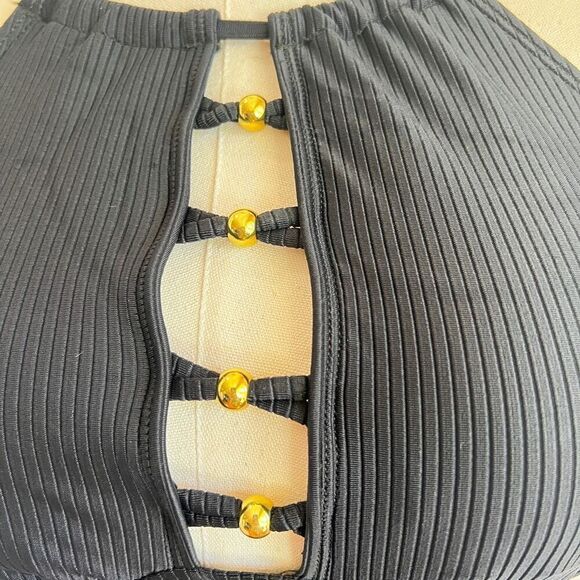 Salt + Cove Ringing It Halter Bikini Top Black Juniors Medium - Picture 5 of 14